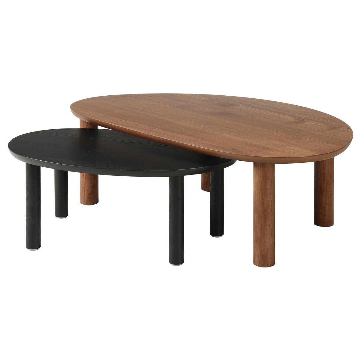 ÖRTRÄSK nest of tables, set of 2, brown/black ash veneer