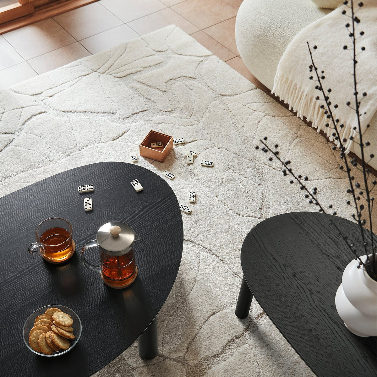 ÖRTRÄSK nest of tables, set of 2, black ash veneer
