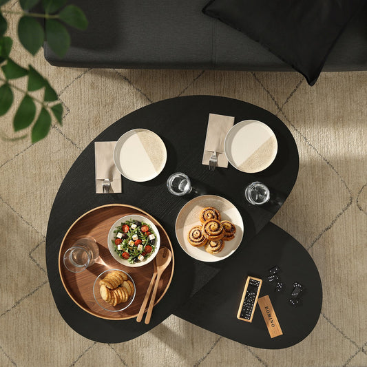 ÖRTRÄSK nest of tables, set of 2, black ash veneer