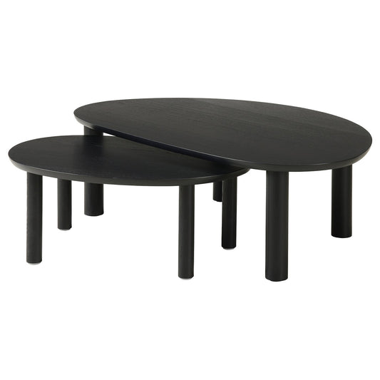 ÖRTRÄSK nest of tables, set of 2, black ash veneer