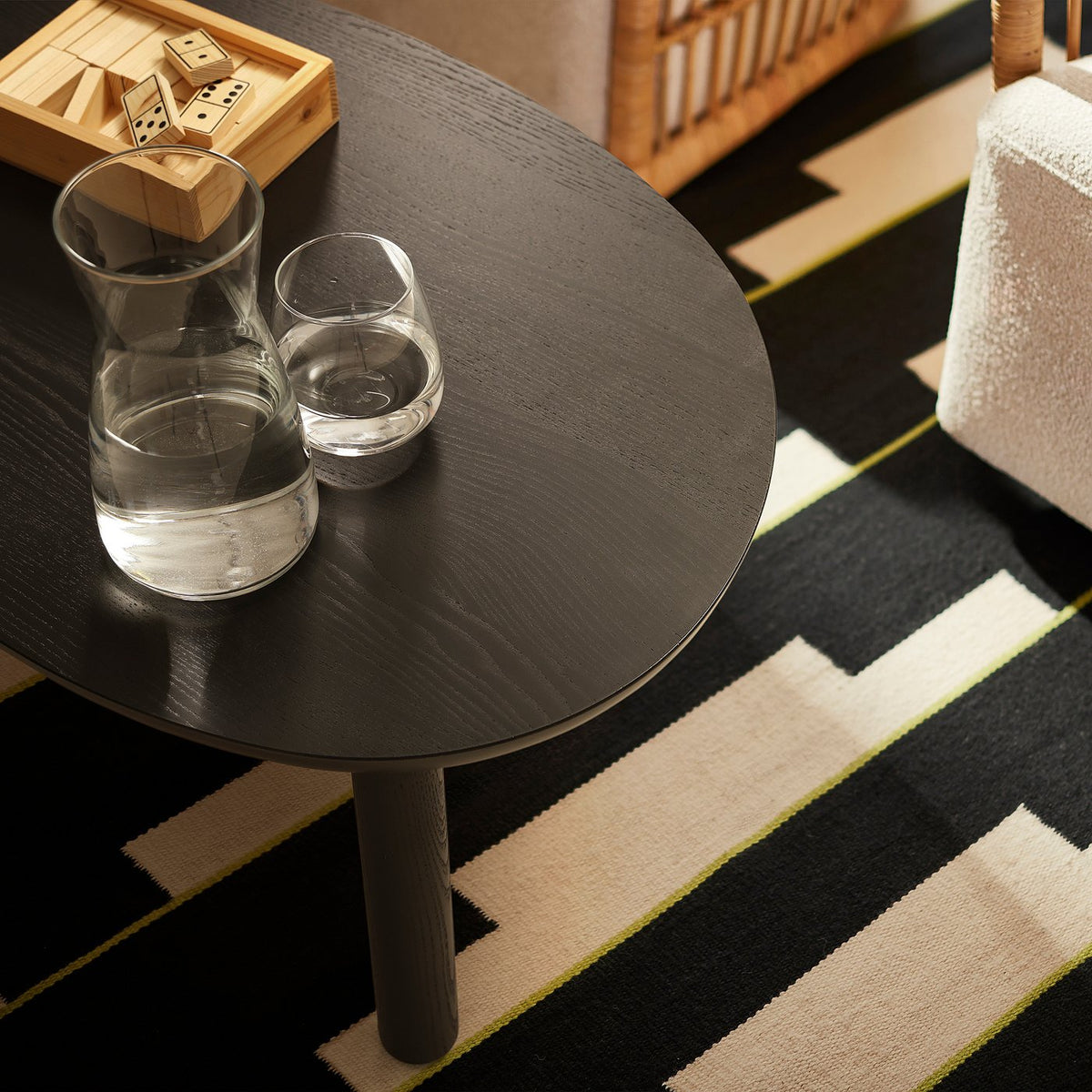 ÖRTRÄSK coffee table, black ash veneer, 75x48 cm