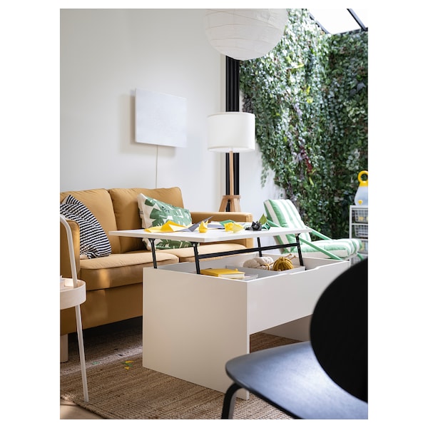 ÖSTAVALL - Adjustable coffee table, white, 90 cm