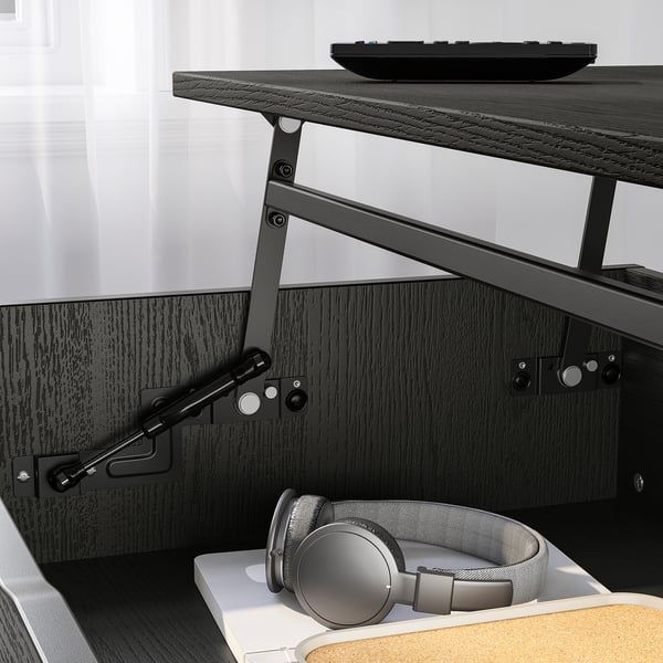 ÖSTAVALL adjustable coffee table, black, 90 cm