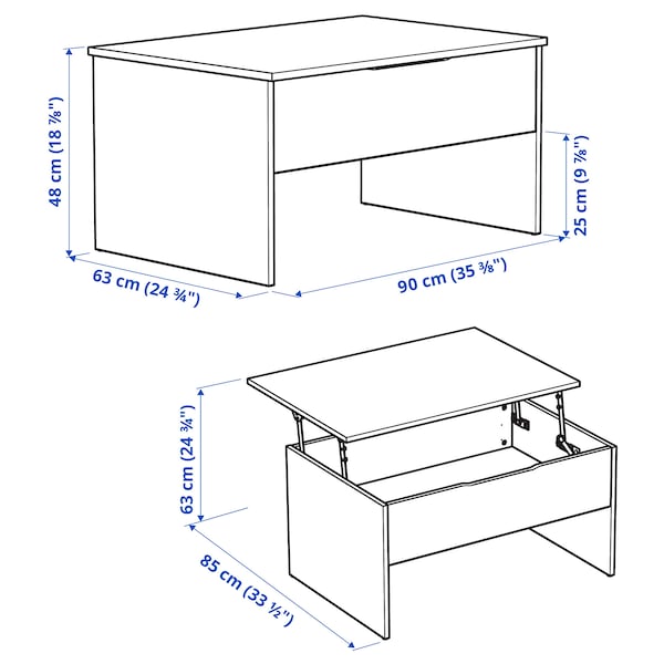 ÖSTAVALL - Adjustable coffee table, black, 90 cm