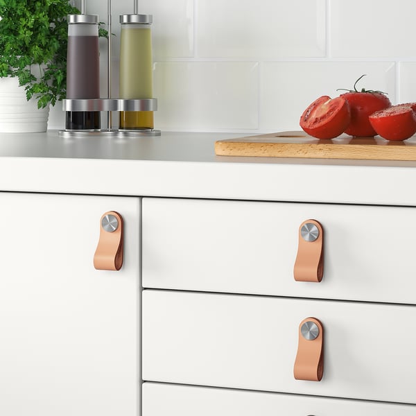 ÖSTERNÄS leather handle, tanned leather, 65 mm, 2 pack