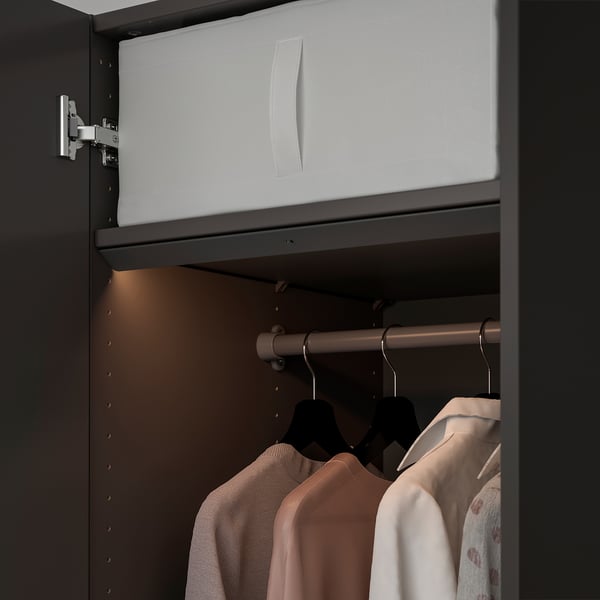 ÖVERSIDAN LED wardrobe lighting strp w sensor, dimmable dark grey, 46 cm
