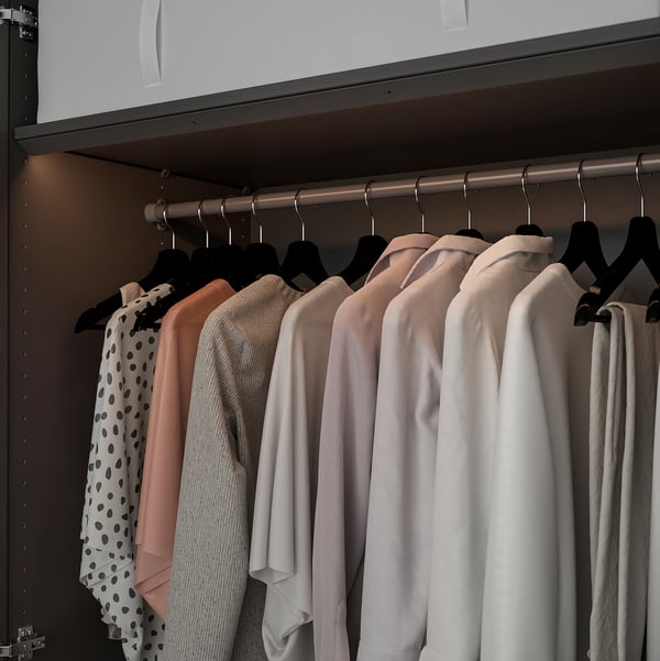 ÖVERSIDAN - LED wardrobe/sens light bar, adjustable light intensity dark gray,96 cm