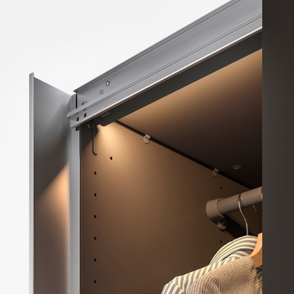 ÖVERSIDAN - LED wardrobe/sens light bar, adjustable light intensity dark gray,96 cm