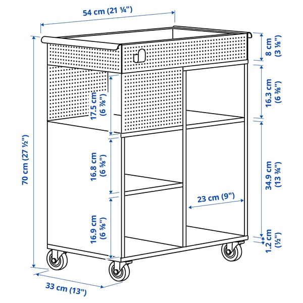 ÖVNING trolley, white/grey-green, 54x33 cm