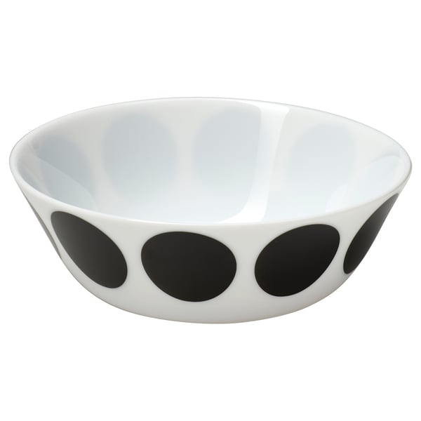 OFTAST bowl, white black/dot pattern, 15 cm