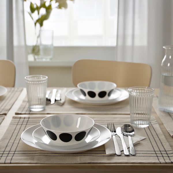 OFTAST - OFTAST Bowl, white black/dot pattern, 15 cm