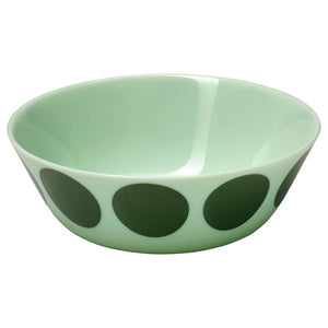 OFTAST bowl, light green green/dot pattern, 15 cm