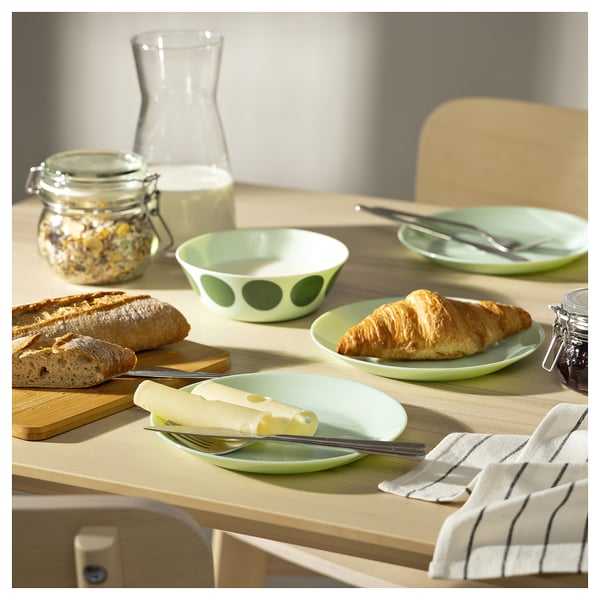 OFTAST - OFTAST Bowl, light green green/dot pattern, 15 cm