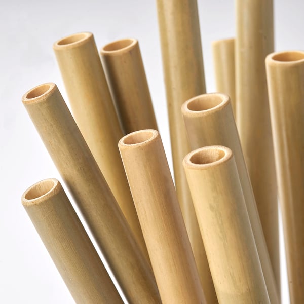 OKUVLIG drinking straws/cleaning brushes, bamboo/palm
