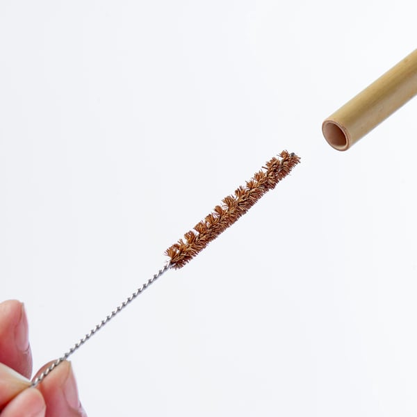 OKUVLIG drinking straws/cleaning brushes, bamboo/palm