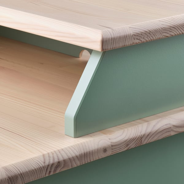 OLDERDALEN bedside table, grey-green/pine, 47x43 cm