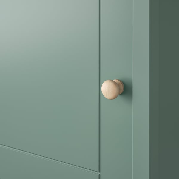 OLDERDALEN bedside table, grey-green/pine, 47x43 cm