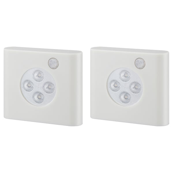 OLEBY wardrobe lighting with sensor, white, 2 pack, 2 pack