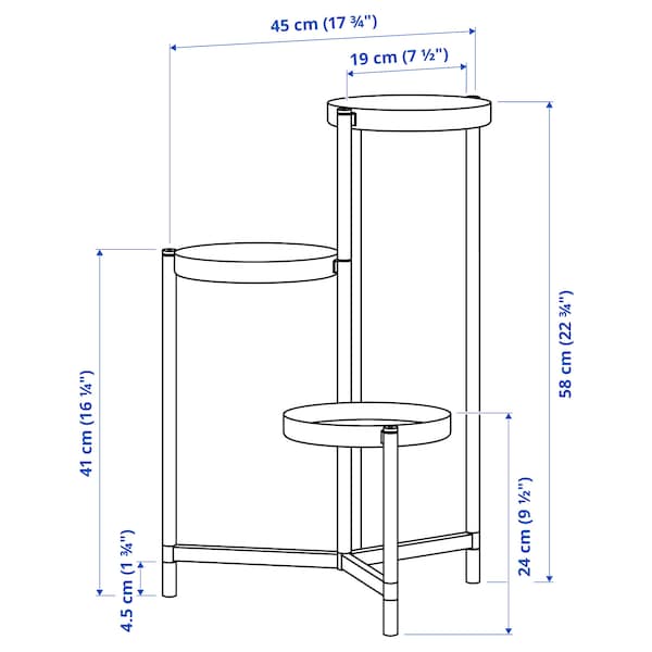 OLIVBLAD - Plant stand, in/outdoor black, 58 cm