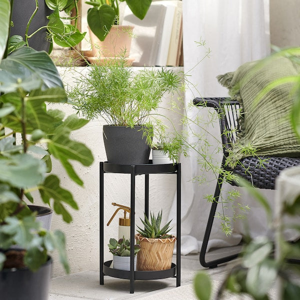 OLIVBLAD - Plant stand, in/outdoor black, 35 cm