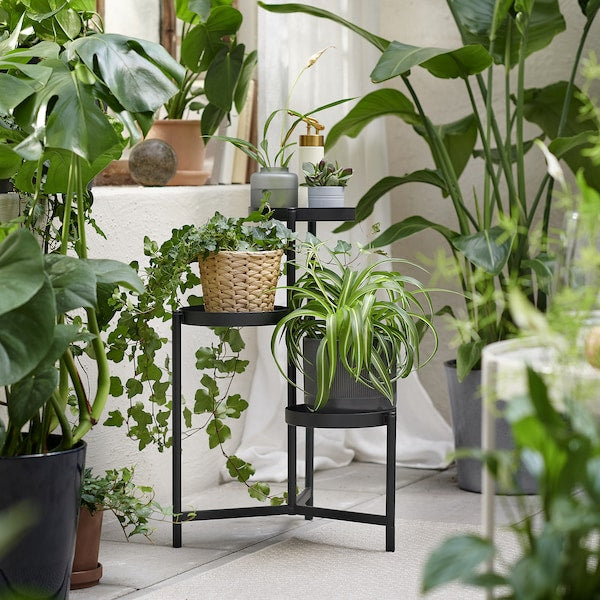 OLIVBLAD - Plant stand, in/outdoor black, 58 cm