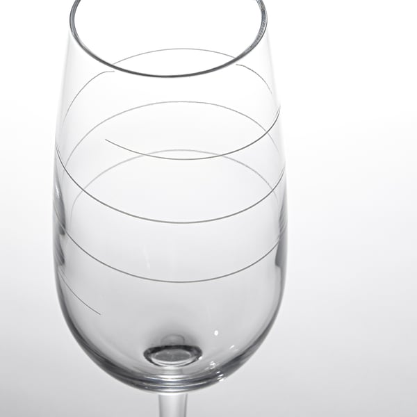 OLIVDUVA champagne glass, clear glass/spiral, 22 cl