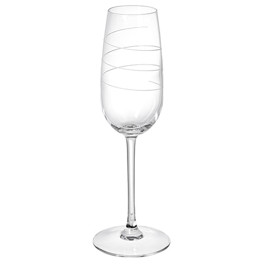 OLIVDUVA champagne glass, clear glass/spiral, 22 cl