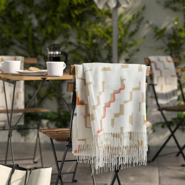 Ikea OLIVSPINNMAL - Plaid, off-white/patterned,120x160 cm