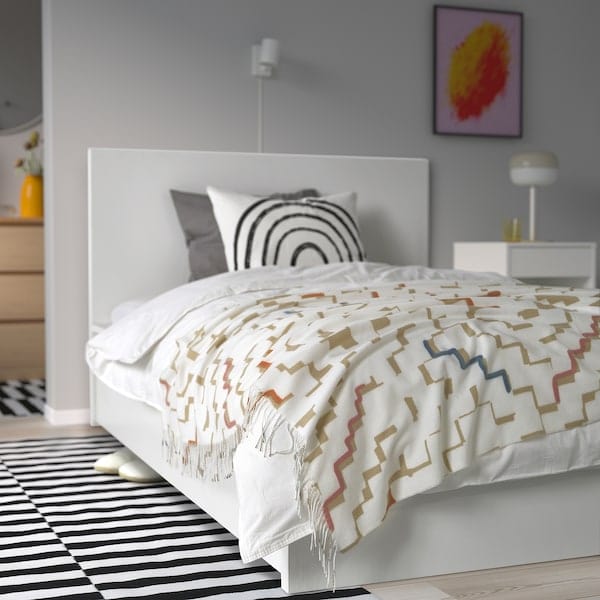 Ikea OLIVSPINNMAL - Plaid, off-white/patterned,120x160 cm