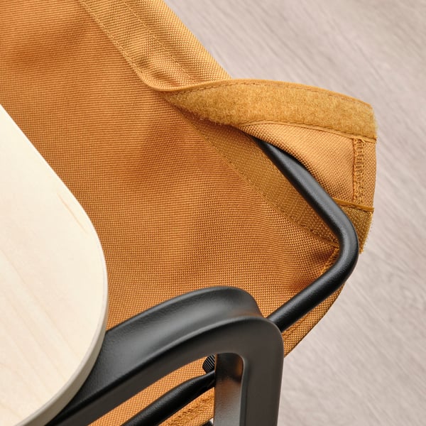 OLSERÖD side table, anthracite/birch effect dark yellow, 53x50 cm