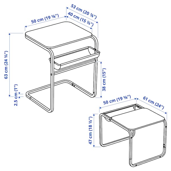 OLSERÖD - Side table, anthracite/dark grey, 53x50 cm