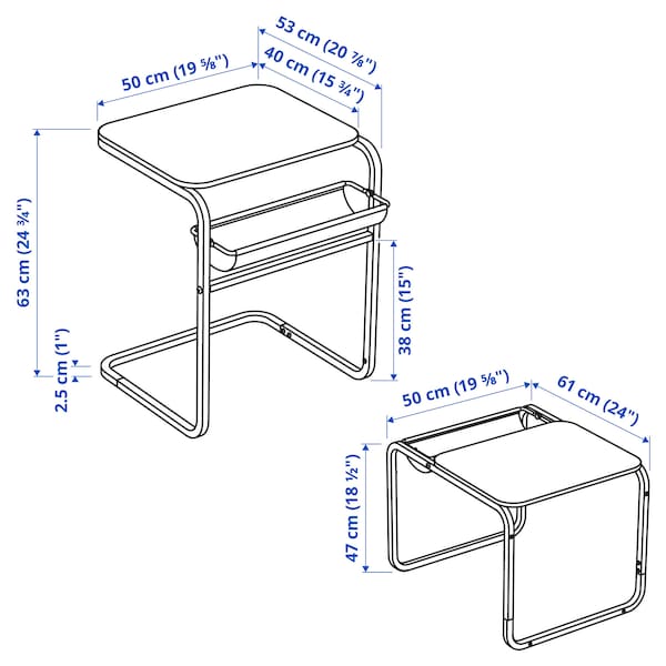 Ikea OLSERÖD - Side table, anthracite/dark grey, 53x50 cm