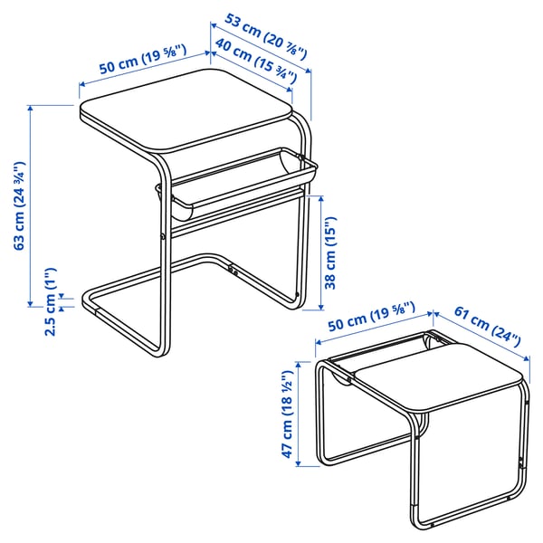 OLSERÖD - Side table, anthracite/dark grey, 53x50 cm