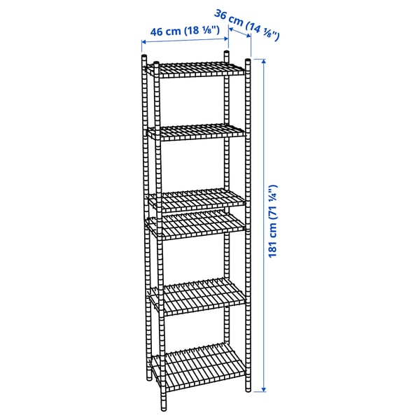 OMAR - OMAR 1 shelf section, 46x36x181 cm