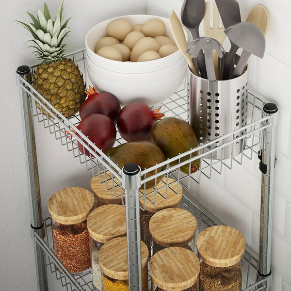OMAR - Shelf with 3 baskets, galvanised, 46x36x94 cm