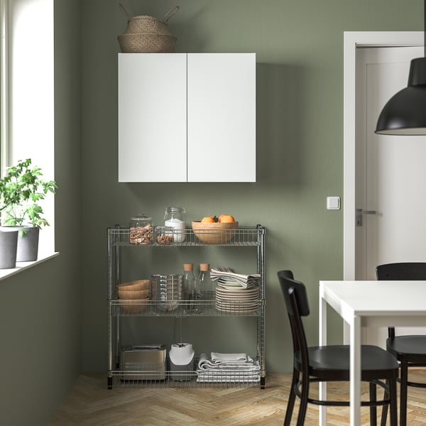 OMAR - OMAR Shelving unit with 3 baskets, galvanised, 92x36x94 cm