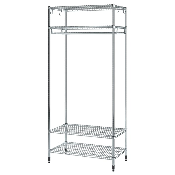 OMAR shelving unit with clothes rail, galvanised, 92x50x201 cm