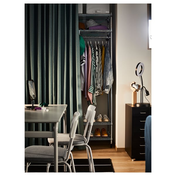 OMAR shelving unit with clothes rail, galvanised, 92x50x201 cm