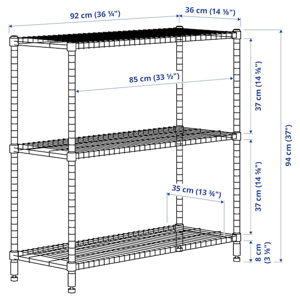 OMAR - Shelving unit, galvanised, 92x36x94 cm