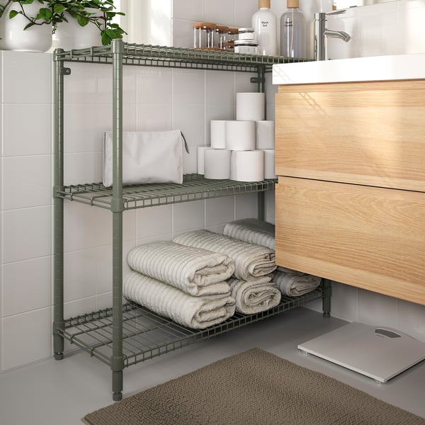 OMAR - OMAR Shelving unit, grey-green, 92x36x94 cm