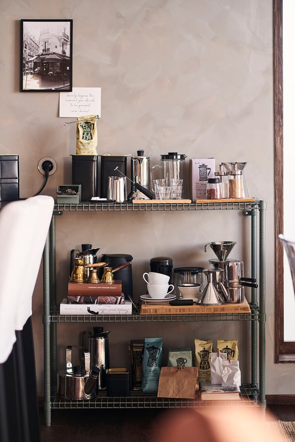OMAR - OMAR Shelving unit, grey-green, 92x36x94 cm