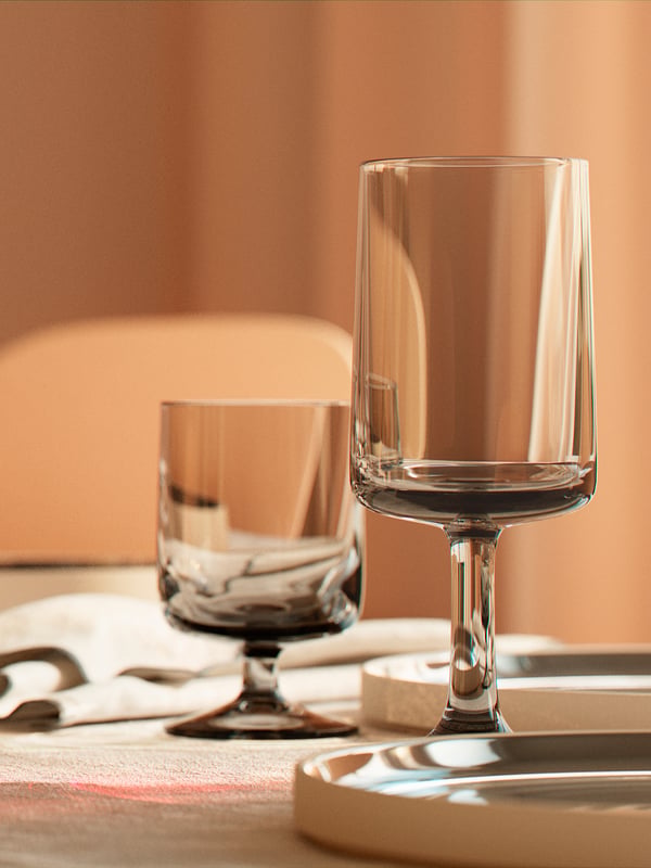 OMBONAD wine glass, grey, 41 cl, 4 pack