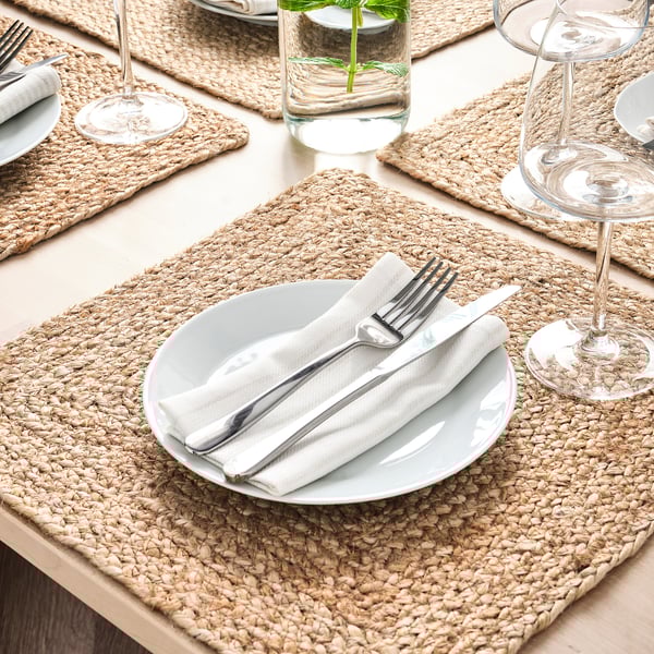 OMBONAD - Placemat, woven jute, 37x37 cm