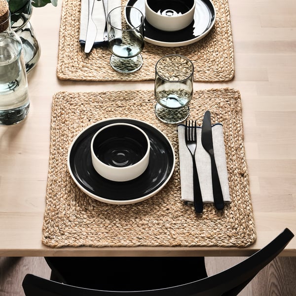 OMBONAD - Placemat, woven jute, 37x37 cm