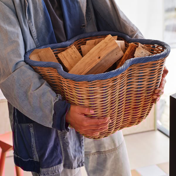 OMMJÄNGE basket, beige/blue, 40x40x26 cm - IKEA Italy Basket, beige/blue,40x40x26 cm