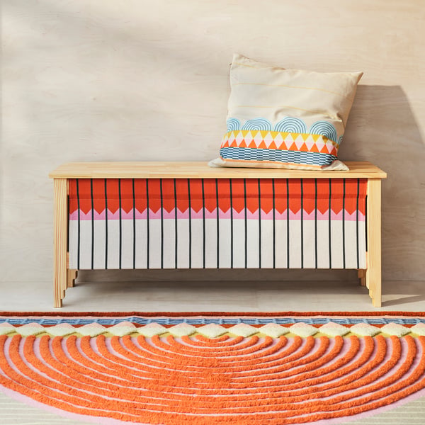 OMMJÄNGE bench with storage, 113x45x35 cm
