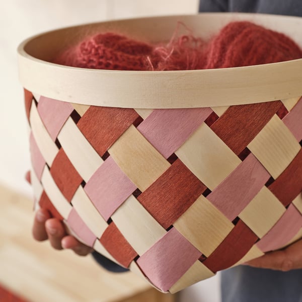 OMMJÄNGE basket, set of 2, orange/pink