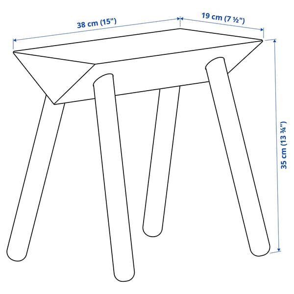 OMMJÄNGE stool, orange-red/stained, 38x35x19 cm