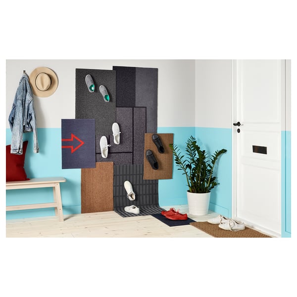 OPLEV door mat, in/outdoor grey, 50x80 cm