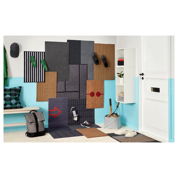 OPLEV door mat, in/outdoor grey, 50x80 cm